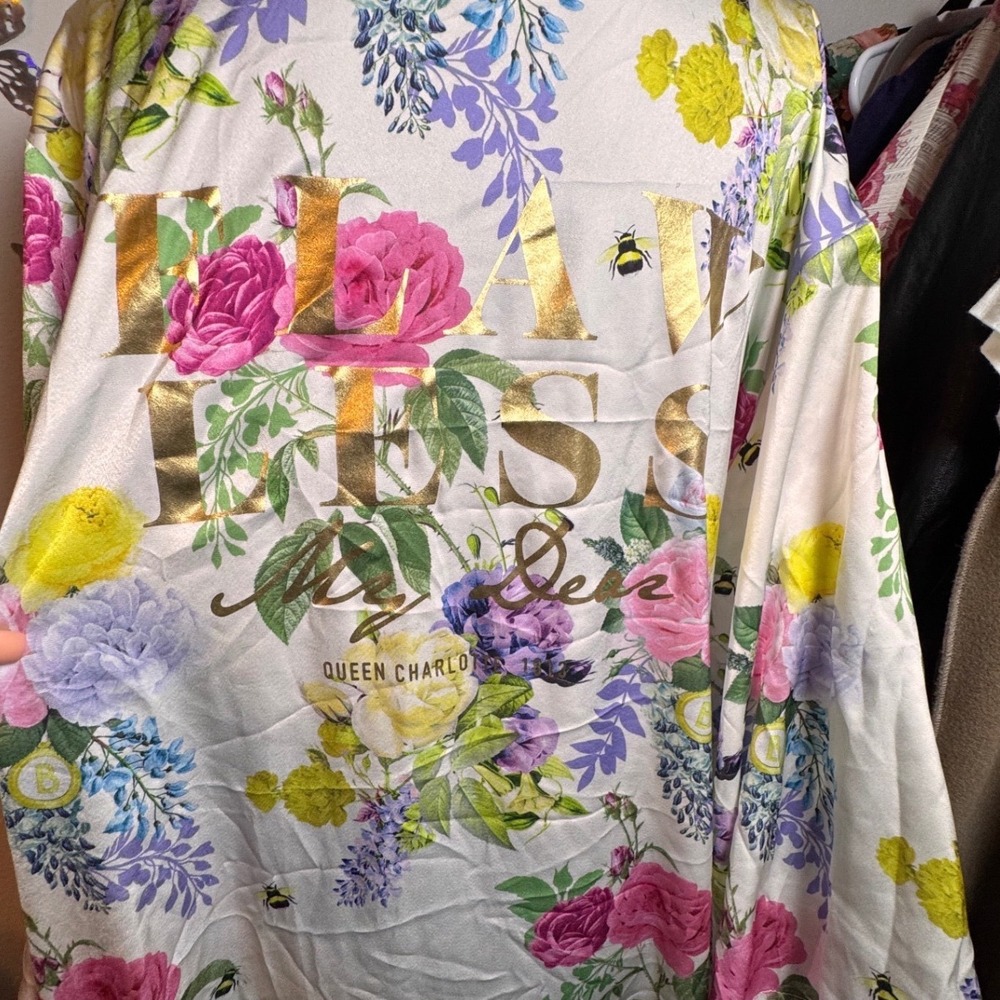Netflix Bridgerton Queen Charlotte Floral Robe Flawless My Dear missing tie - Picture 8 of 9